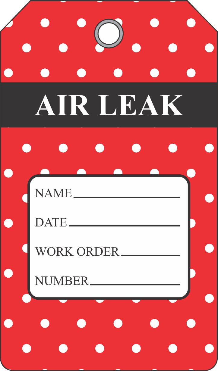 Custom Printed Air Leak Instructions Tags