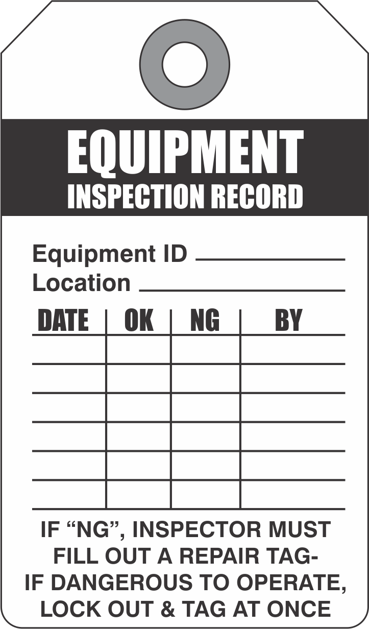 Custom Printed Equipment Inspection Tags