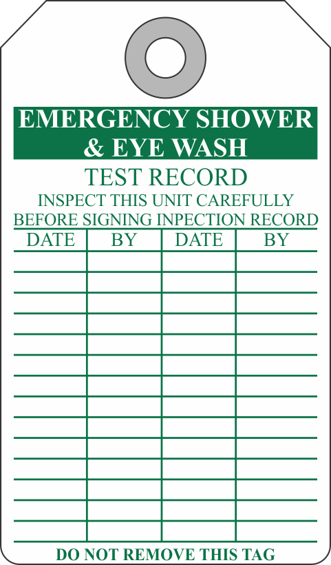 Custom Printed Emergency Shower Inspection Tags