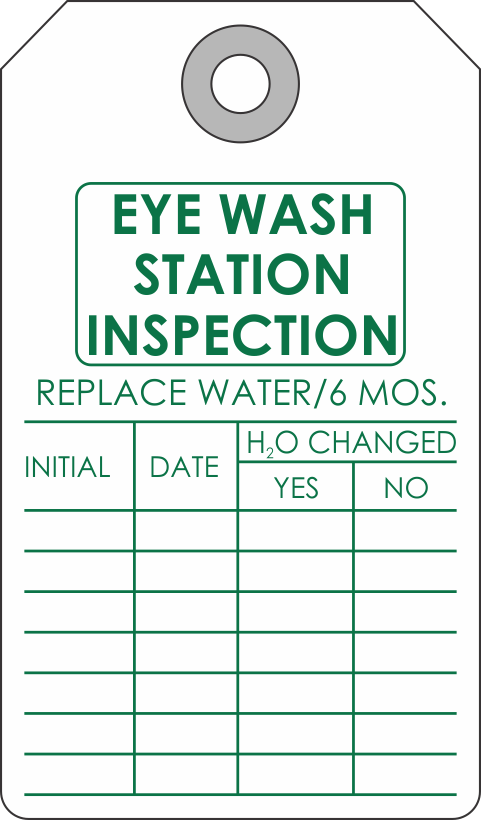 Custom Printed Eye Wash Station Inspection Tags