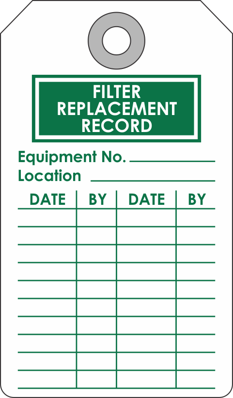 Custom Printed Filter Replacement Record Tag