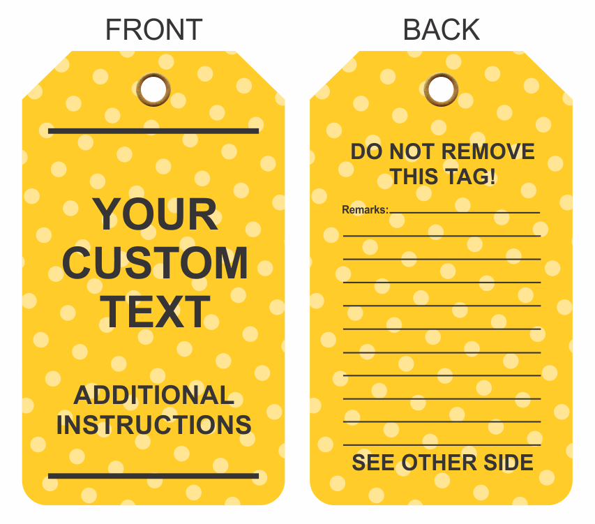Custom sized form style plastic tags 