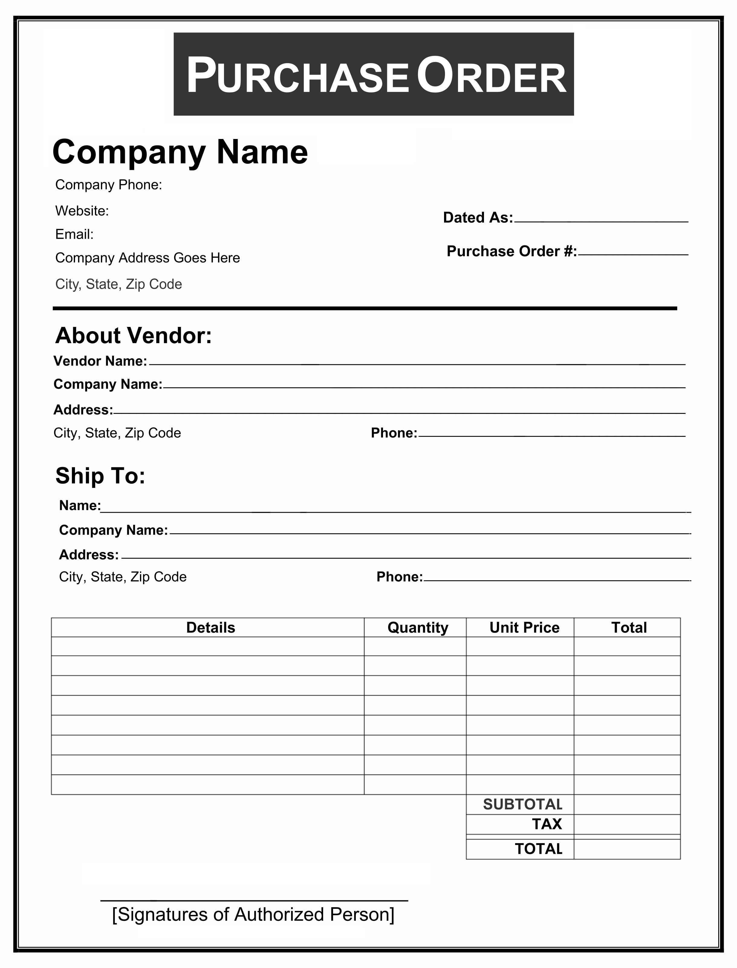 Carbonless Purchase Order Form Template 11.