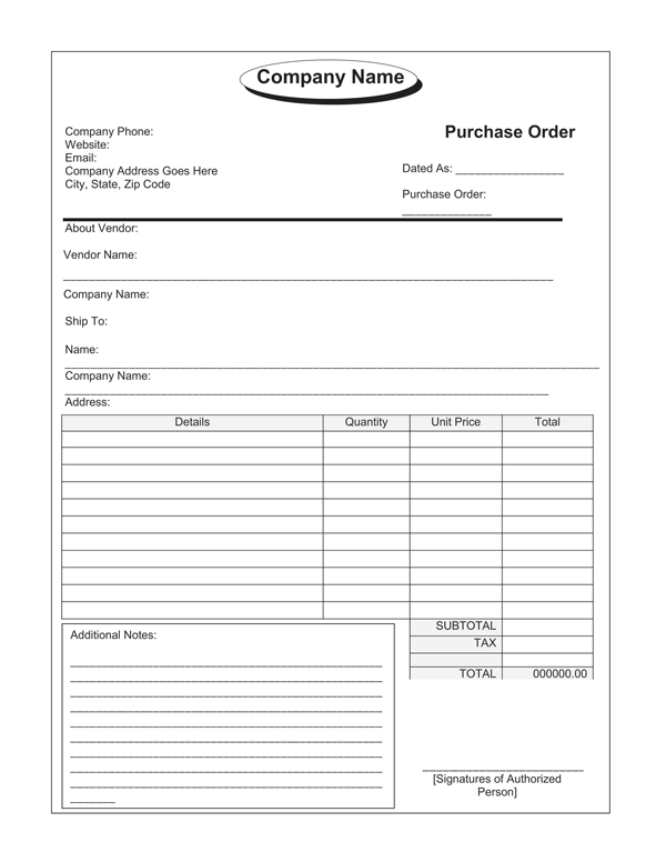 Customized Purchase Order Forms Printing