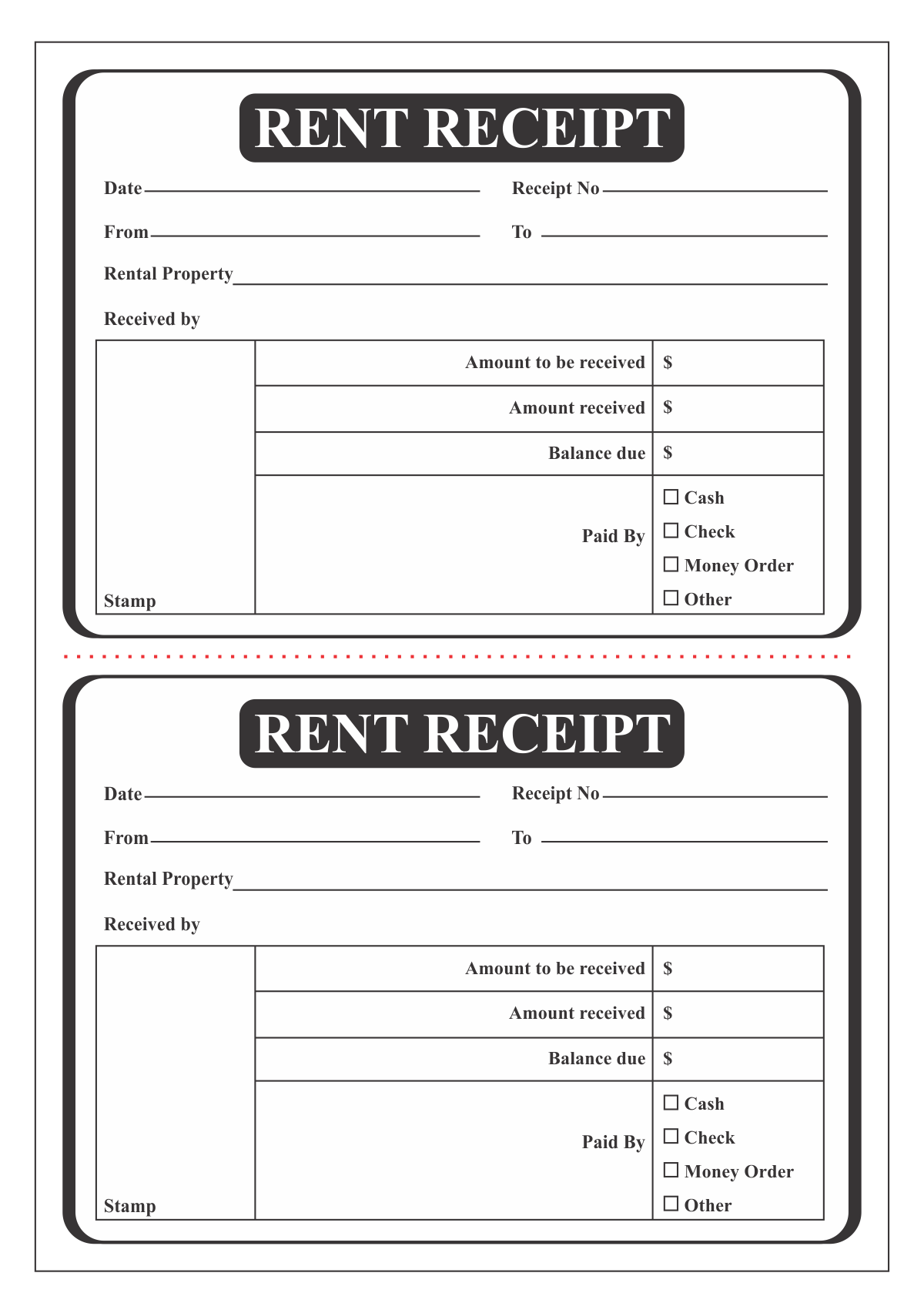 Custom Rental Receipt Carbon Copy Forms Printing