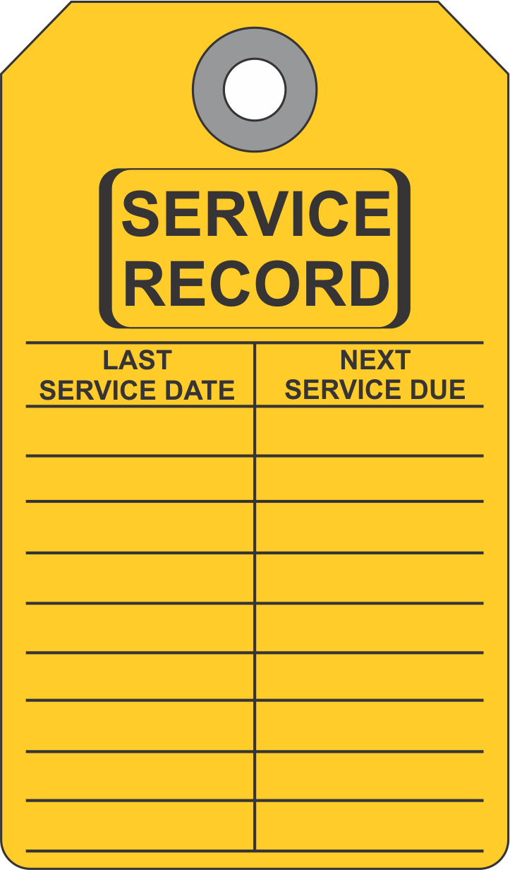 Custom Printed Service Record Inspection Tags
