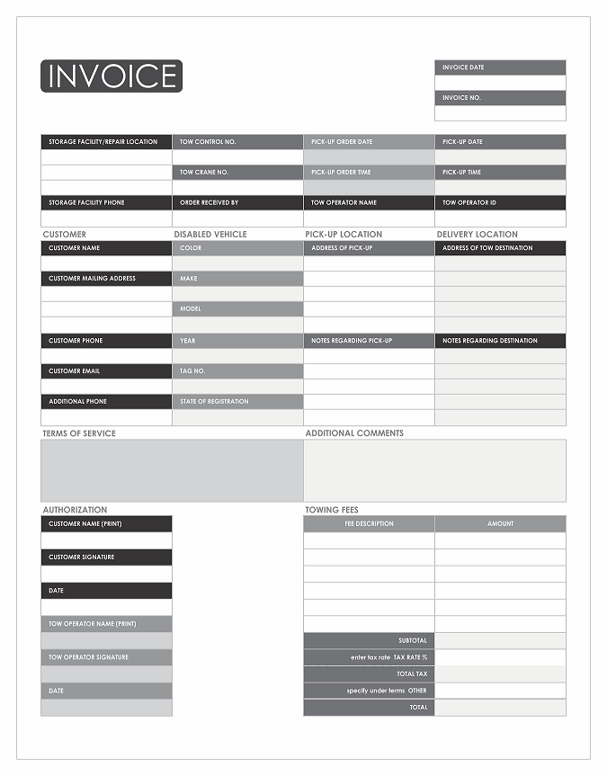 Customized Towing Invoice Carbon Copy Printing